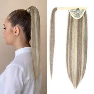 LONG Wrap Around Ponytail Extension Blonde mix Pale